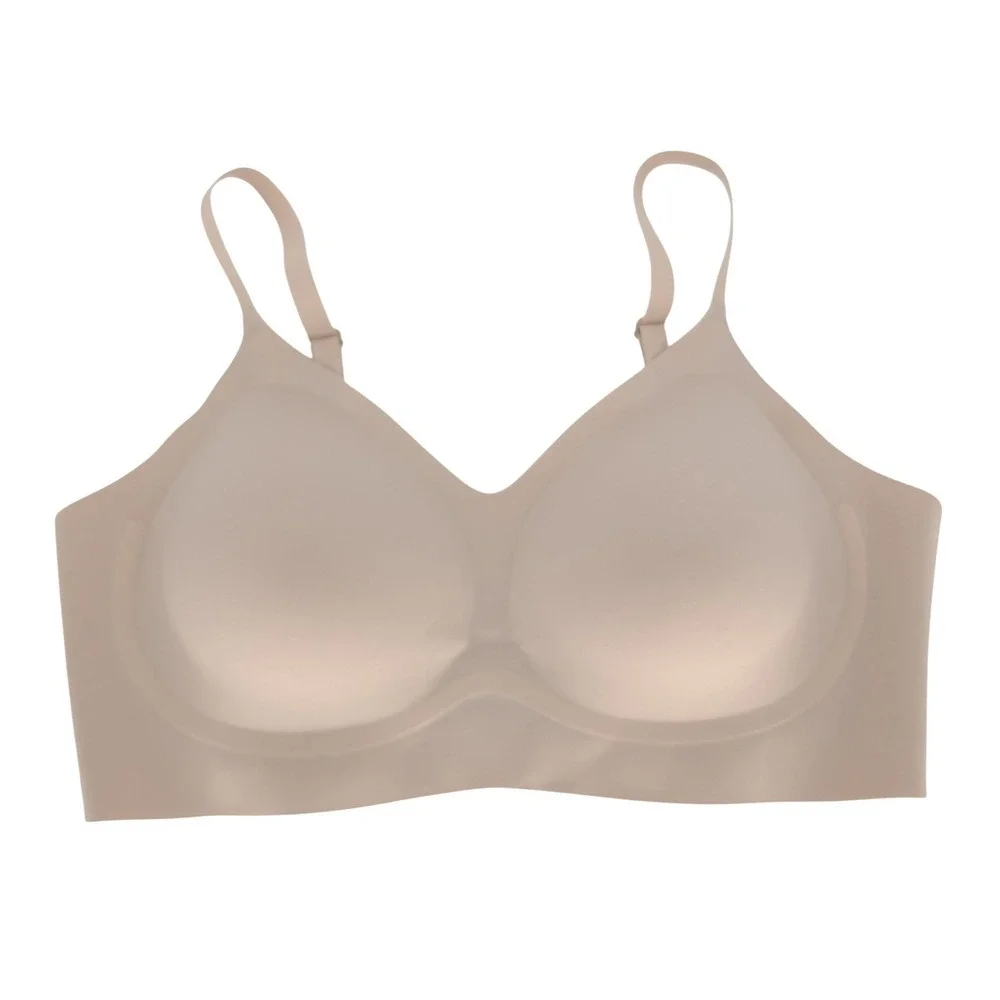 VertVie Wireless Seamless Bra‎ Womens M Beige Padded Adjustable Straps Neutral